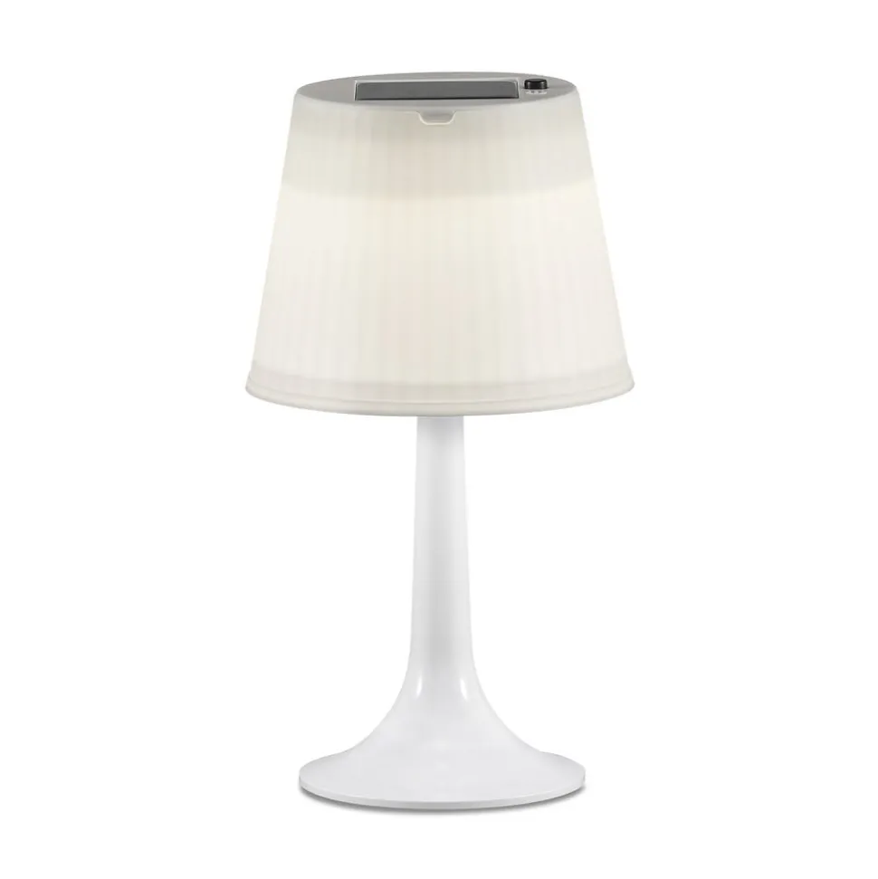 Soldreven LED bordlampe Assisi Sitra, i hvid