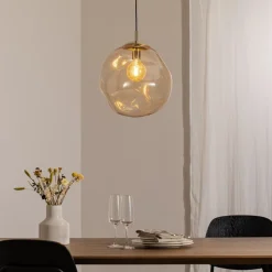 Sol-glaspendel, Ø 35 cm, sort/ravgylden