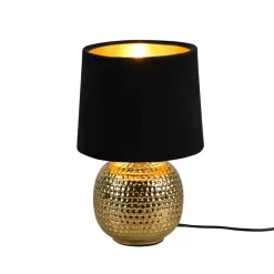 Sophia bordlampe med keramisk fod, sort/guld