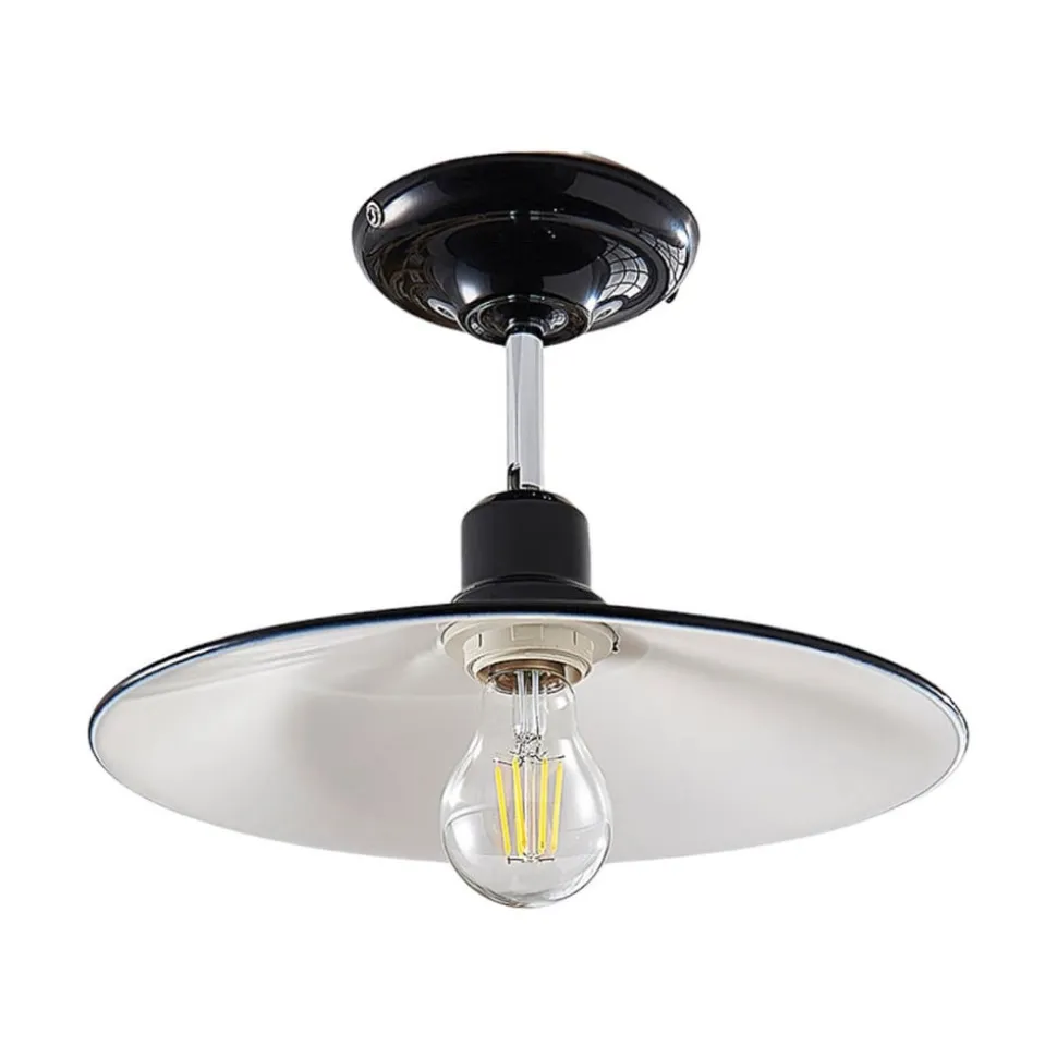 Sort loftlampe Phinea i metal, vintagelook