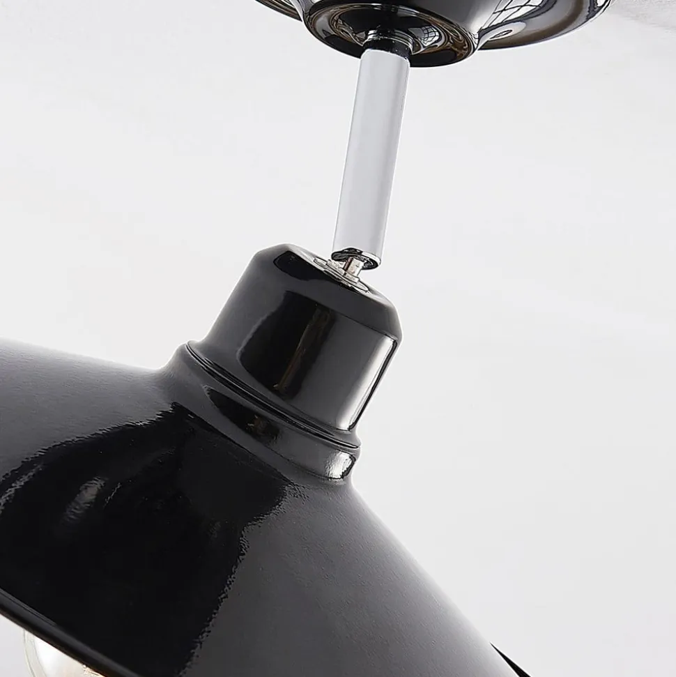 Sort loftlampe Phinea i metal, vintagelook