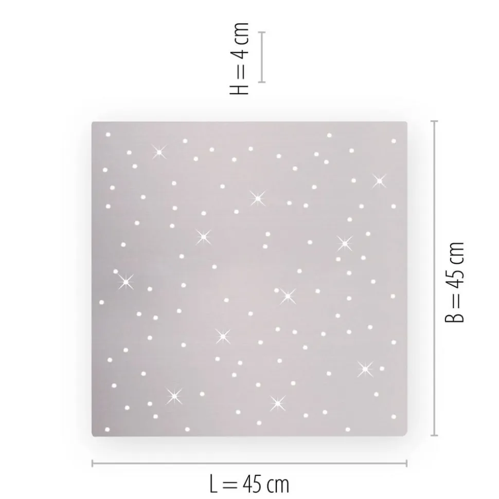 Sparkle LED-loftlampe CCT dim stål 45x45cm
