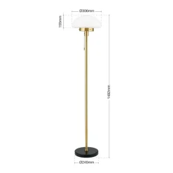 Sparta gulvlampe, sort/messing, glas, marmor, 148 cm