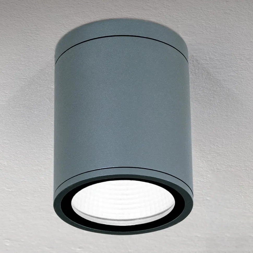 Sputnik LED-loftlampe, IP65, Ø 9 cm, antracit