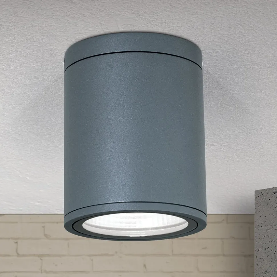 Sputnik LED-loftlampe, IP65, Ø 9 cm, antracit