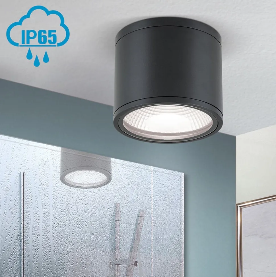 Sputnik LED-loftspot, IP65, Ø 14,5 cm, sort