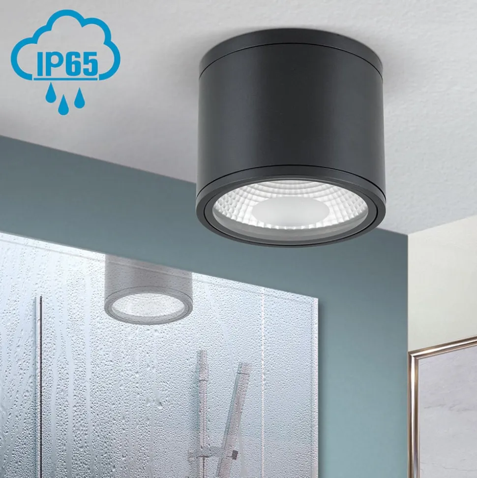 Sputnik LED-loftspot, IP65, Ø 14,5 cm, sort