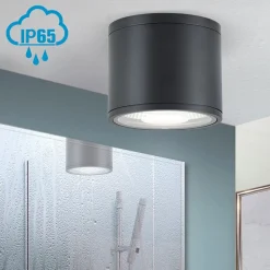 Sputnik LED-loftspot, IP65, Ø 14,5 cm, sort