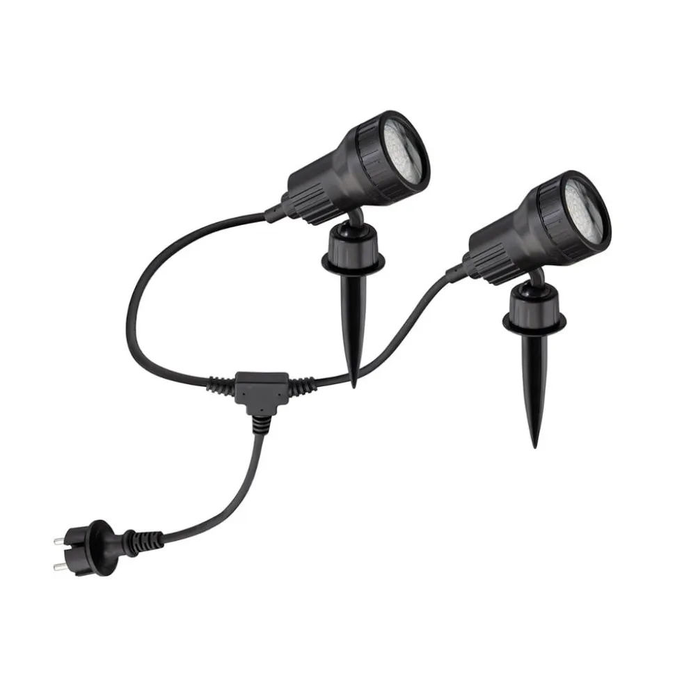 sæt med 2 - LED-lampe med jordspyd Terra m. farvefiltre