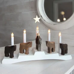 Staffans fålar lysestage, brun/hvid