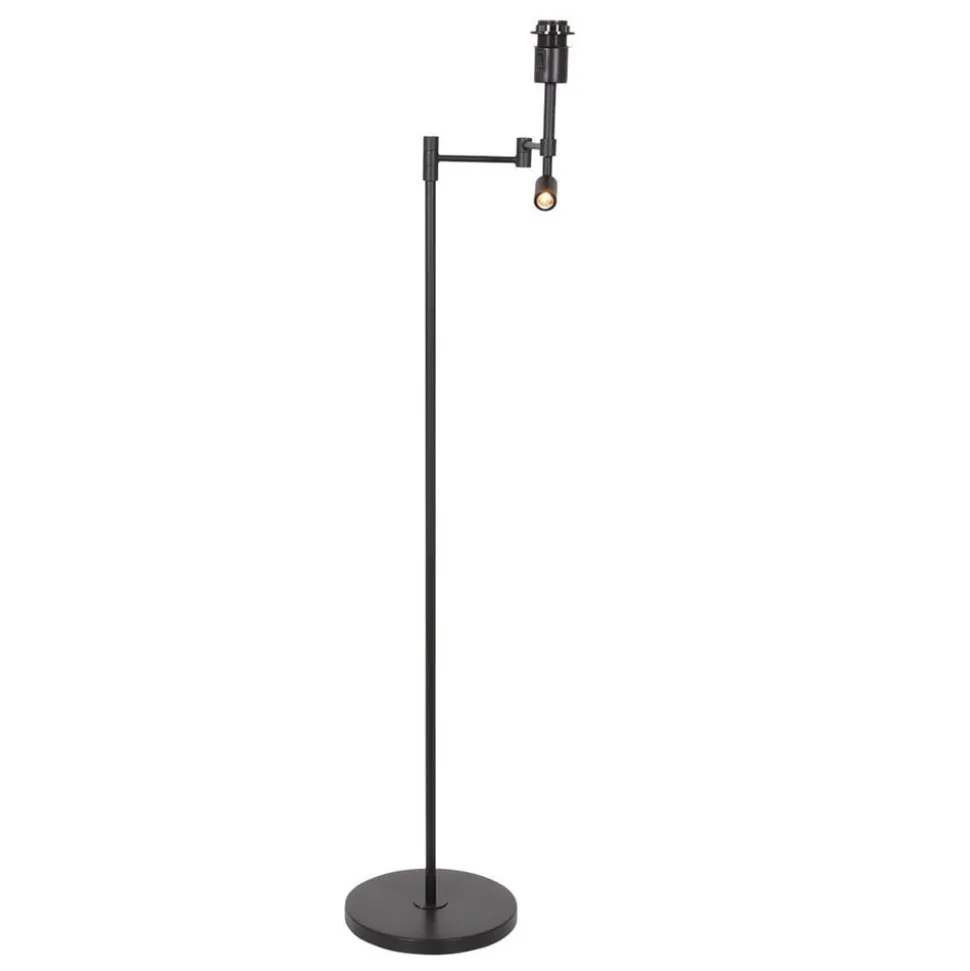 Stang gulvlampe, LED-læselampe, sort/naturlig fletværk