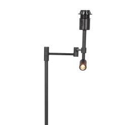 Stang gulvlampe, LED-læselampe, sort/naturlig fletværk