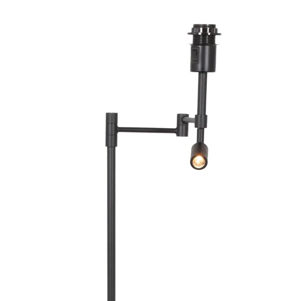 Stang gulvlampe, LED-læselampe, sort/naturlig fletværk