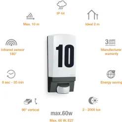STEINEL L 1 husnummerlampe med sensor sort