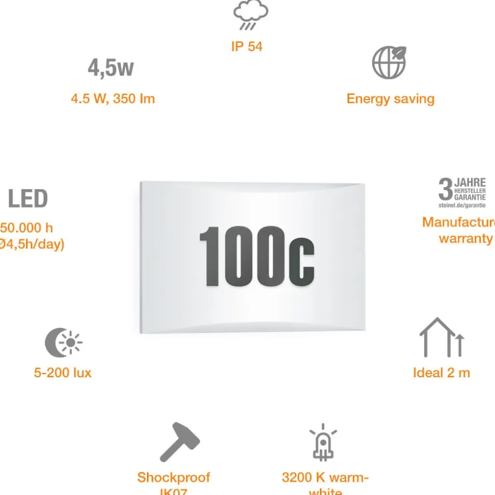 STEINEL L 1 N LED-væglampe med husnummer, IP54