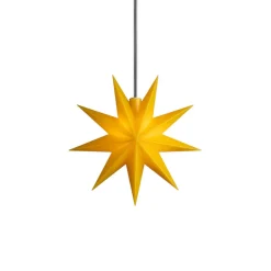 STERNTALER LED-stjerne, gul, Ø 15 cm, 9-takket, IP44 batteri