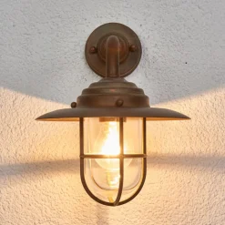 Stilfuld Antique udendørsvæglampe, klart glas