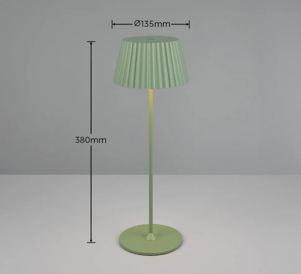 Suarez LED-bordlampe, grøn, højde 39 cm, metal