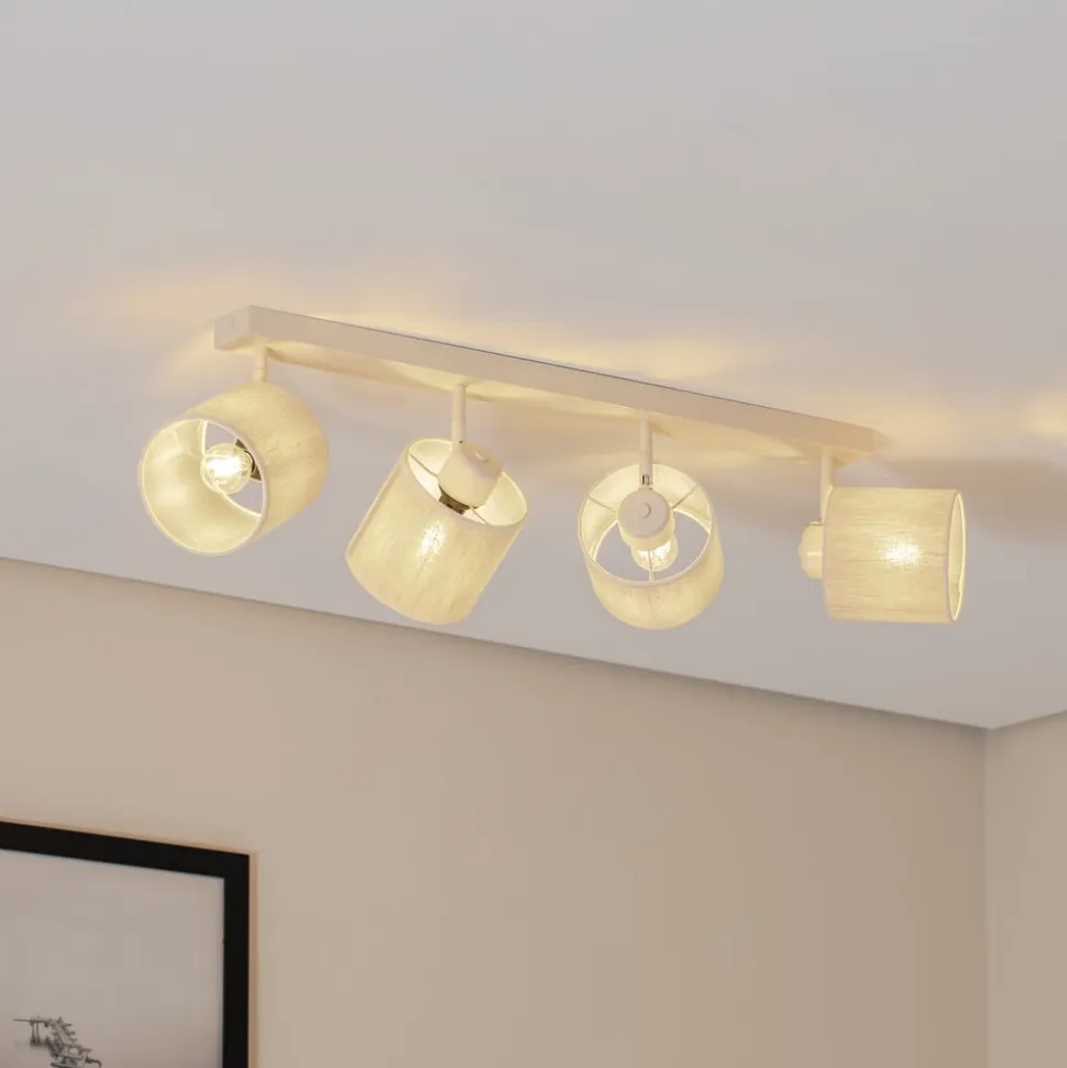 Suerte loftlampe, cremehvid, hørtekstil, 4 lyskilder