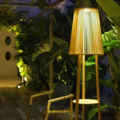 Tecka sol-gulvlampe med sensor, teak