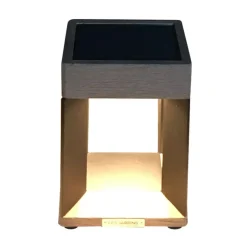 Teckalu LED-bordlampe med solcelle, sort/lyst træ