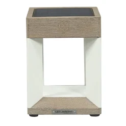 Teckalu LED-bordlampe med solcelle, hvid/lyst træ