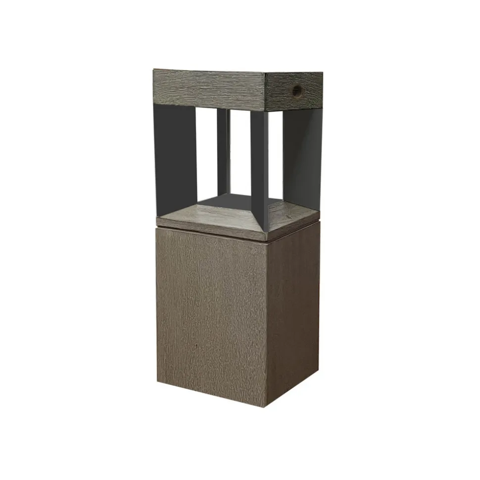 Teckalu LED-sokkellampe solcelle sensor teak/sort