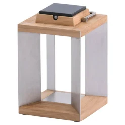 Teckinox LED-solcellelanterne, teak/stål, 36,5 cm
