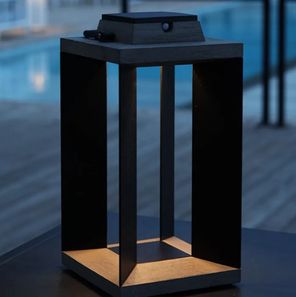 Teckinox LED-solcellelanterne, teak/stål, 45,5 cm