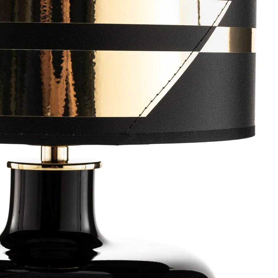 Tekstil bordlampe Bodo, sort-guld