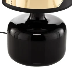 Tekstil bordlampe Bodo, sort-guld