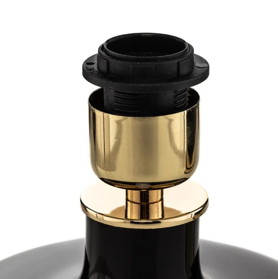 Tekstil bordlampe Bodo, sort-guld
