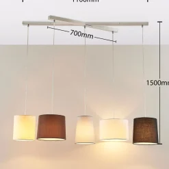 Tekstil hængelampe Hermina, 5 lyskilder