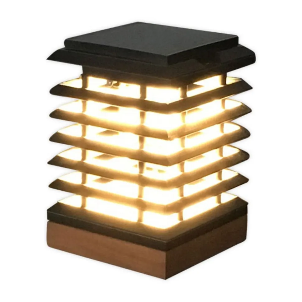 Tekura LED-bordlampe med solcelle af teaktræ