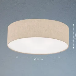 Thor loftslampe i tekstil, sand, Ø 60cm