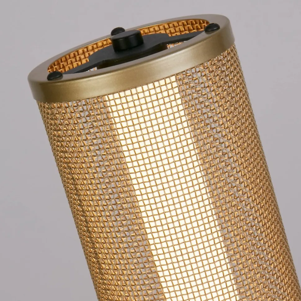 Thread LED-gulvlampe, guldfarvet, dæmpbar i 3 trin, stål