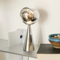 Tom Dixon LED-bordlampe Melt Portable, sølv, 29 cm