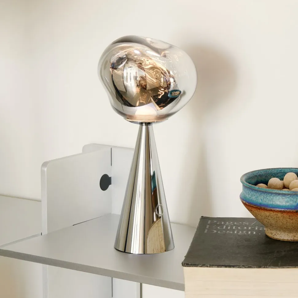 Tom Dixon LED-bordlampe Melt Portable, sølv, 29 cm