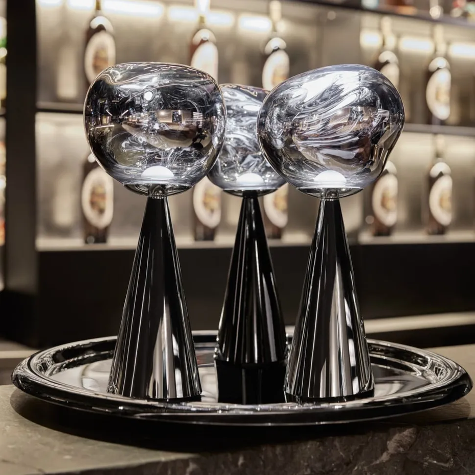 Tom Dixon LED-bordlampe Melt Portable, sølv, 29 cm