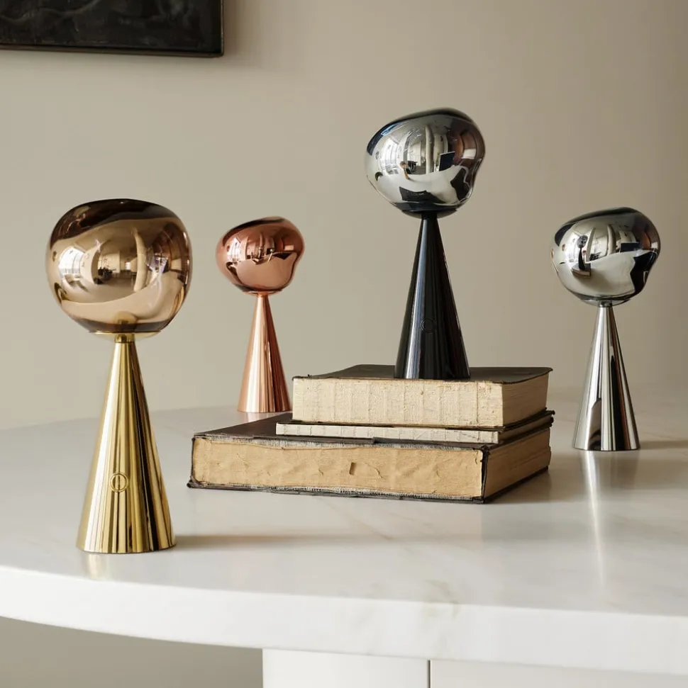 Tom Dixon LED-bordlampe Melt Portable, sølv, 29 cm