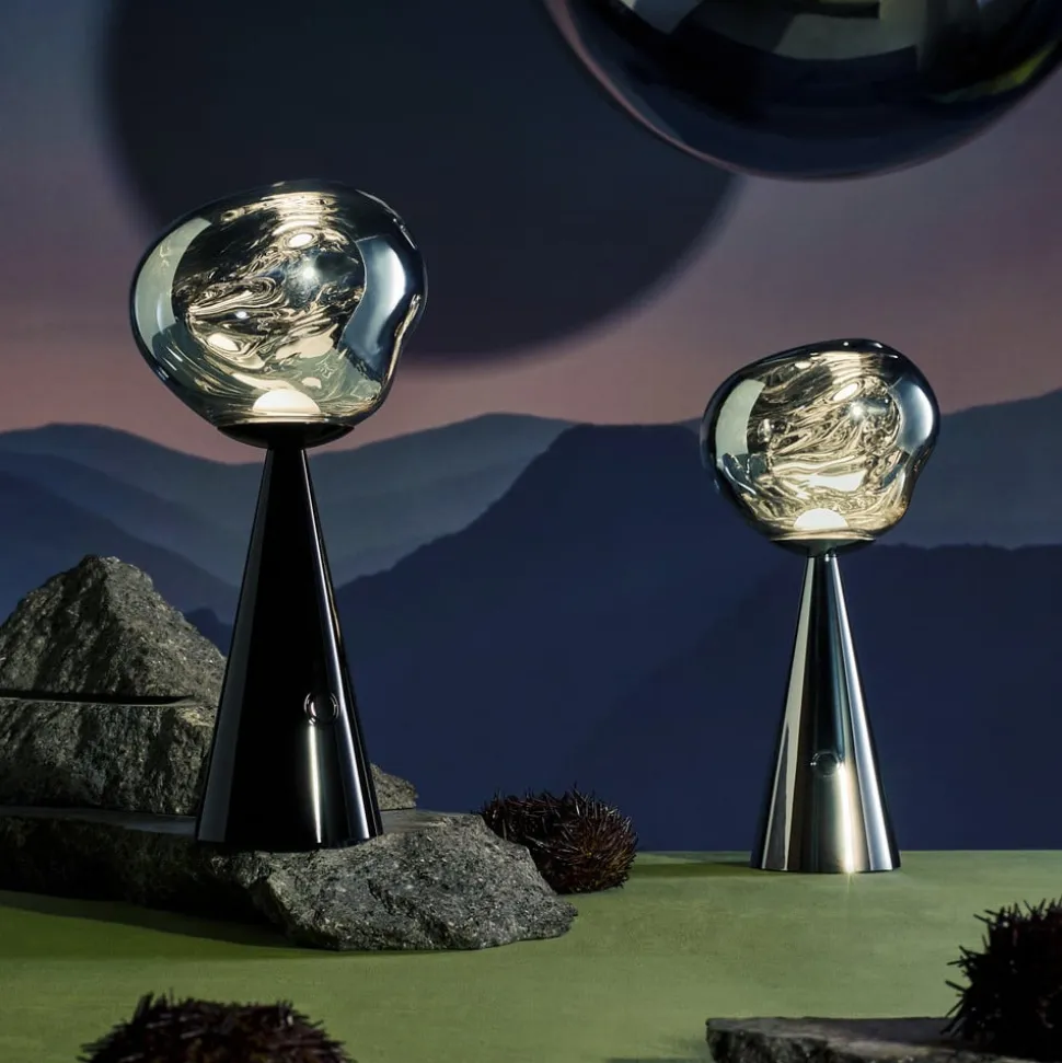 Tom Dixon LED-bordlampe Melt Portable, sølv, 29 cm