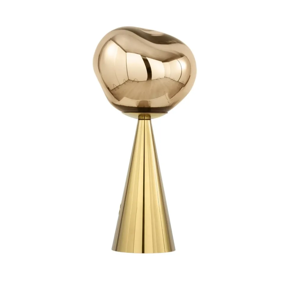 Tom Dixon LED-bordlampe Melt, guldfarvet, højde 29 cm