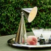 Tom Dixon LED-bordlampe Pose, sølvfarvet, højde 25 cm