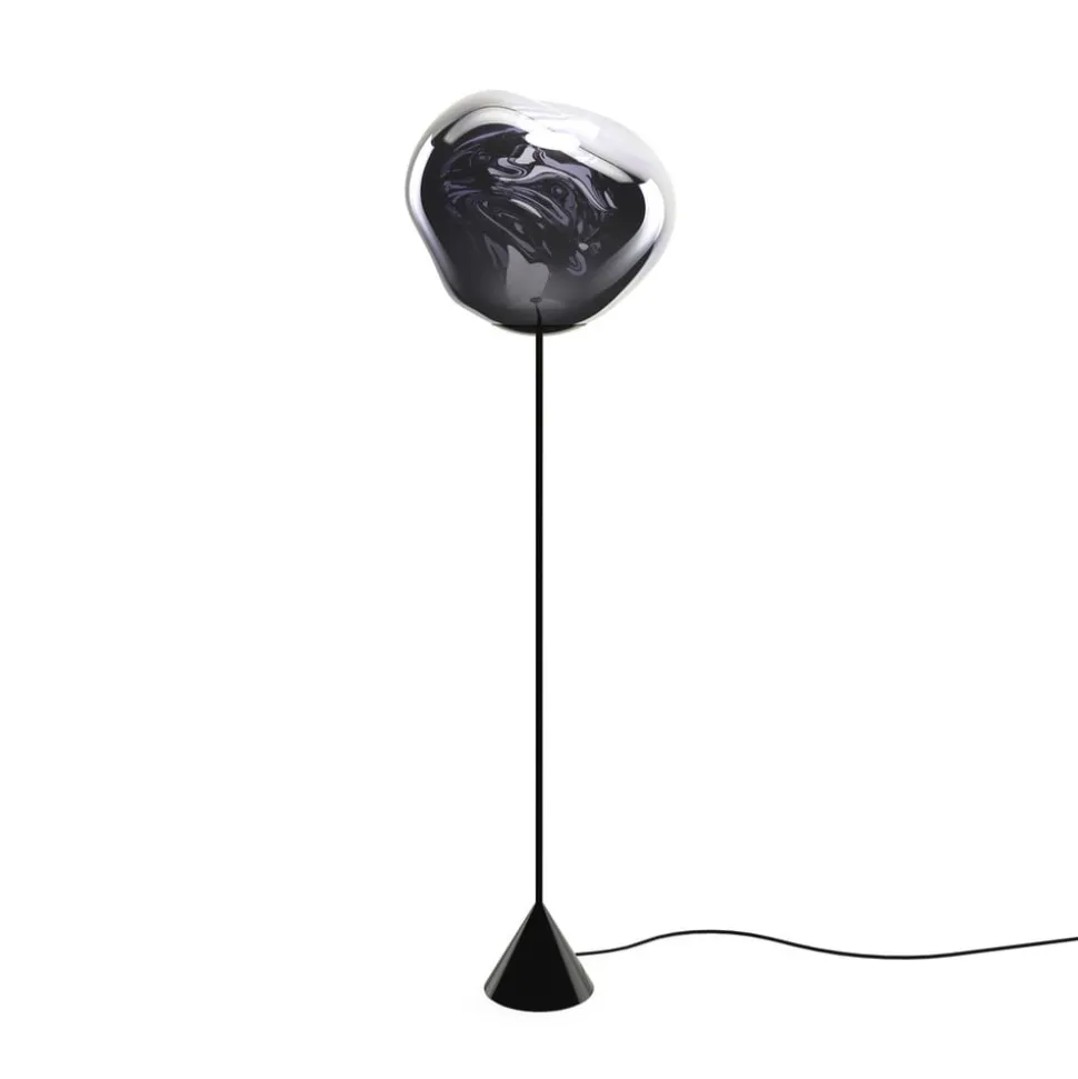 Tom Dixon LED-gulvlampe Melt Cone Slim, røggrå, 180 cm