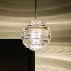 Tom Dixon LED-hængelampe Press Sphere, klar, Ø 14 cm, 927