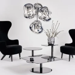Tom Dixon LED-lysekrone Melt Chandelier, røggrå