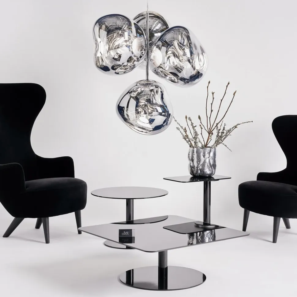 Tom Dixon LED-lysekrone Melt Chandelier, røggrå