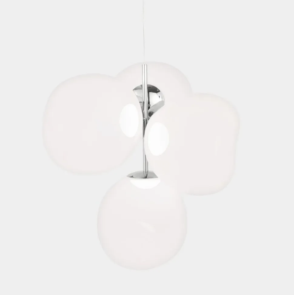 Tom Dixon LED-lysekrone Melt Chandelier opal/kromfarvet