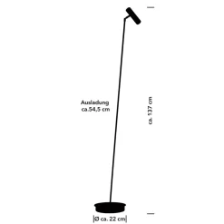Tom Pro LED-gulvlampe, sort, 1 lyskilde, CCT, dæmper