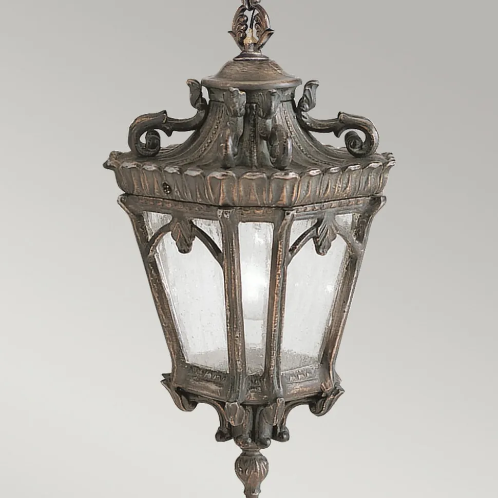 Tournai udendørs hængelampe, Ø 19 cm, bronze, aluminium, glas